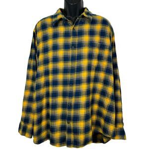 Foundry Men's Blue Cotton Flannel Plaid Long Sleeve Shirt Size 2XL